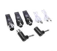 Sistema de micrófono inalámbrico de 2.4 G, receptor transmisor UHF XLR para micrófono dinámico, guitarra eléctrica, bajo, mezclador de audio PA, rango de 110 dB, 30-50 m de baja distorsión, negro (uno