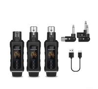 Sistema de micrófono inalámbrico de 2.4 GHz transmisor y receptor dinámico/Phantom-Powered micrófonos adaptador para sistemas PA/sonido en vivo/mezclador de audio/iglesia/estudio (B)