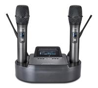 Sistema de micrófono inalámbrico de mano recargable, micrófonos inalámbricos profesionales UHF duales para karaoke en casa, reuniones, fiestas, conferencias, escenarios, rango de 262 pies
