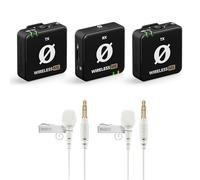 Sistema de micrófono inalámbrico dual Rode Wireless ME + 2X micrófono lavalier GO blanco enchufable + paño de microfibra keepdrum