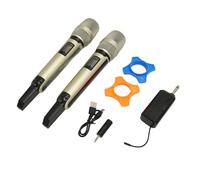 Sistema de micrófono inalámbrico, pantalla LCD Plug and Play, banda en U de alta fidelidad, micrófono dual profesional con receptor para transmisión en vivo en línea