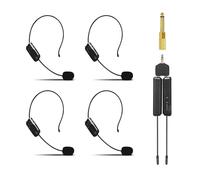 Sistema de micrófono inalámbrico para 4 personas, micrófonos de auriculares inalámbricos de 2.4 G y micrófonos de mano 2 en 1, ideal para altavoces, amplificador de voz, sistema PA, profesor, guías
