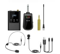 Sistema de micrófono inalámbrico portátil con micrófonos cardioides duales y riñonera para eventos de grabación de audio claros, color negro