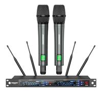 Sistema de micrófono inalámbrico True Diversity Dual inalámbrico, micrófonos inalámbricos de mano UHF profesionales con escaneo automático, frecuencias 2x50, larga distancia 328 pies, micrófono para