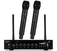 Sistema de micrófono inalámbrico, UHF dual, micrófonos de mano inalámbricos para karaoke en casa, canto, discurso, fiesta, reunión, iglesia, rango de 262 pies, color negro