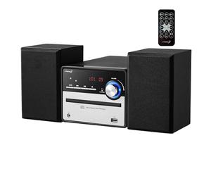 Sistema de música retro Hi-Fi, estéreo, compacto, USB, salida de línea, CD/MP3, radio FM, 30 plazas de memoria, pantalla LED, mini HiFi, estéreo con cajas