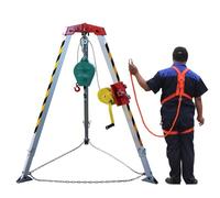 Sistema de polea de zanja de emergencia, cabrestante de 2600 libras, kit de rescate de espacio reducido con protección contra caídas y cinturón de seguridad para trabajos aéreos y elevación de