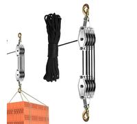 Sistema de polea para levantar artículos pesados, polea de cuerda de amarre | Polea fijadora de toldo de 4 ruedas - Ahorro de mano de obra, sistema de polea de elevación 8:1 de 65 pies