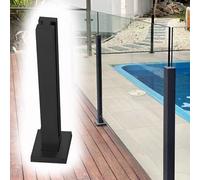 Sistema de postes de barandilla de vidrio negro, soporte de panel de vidrio independiente para terraza y patio, 75 cm de altura, columna de valla de vidrio duradera, ideal para espacios modernos al