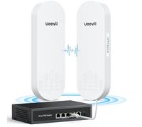 Sistema de puente inalámbrico de 5 km con interruptor PoE de 48 V, puertos Gigabit duales y transmisión punto a punto de largo alcance para alimentación de cámara y red de datos