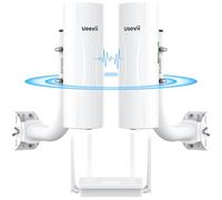 Sistema de puente inalámbrico de 5 km de alcance, conexiones duales Gigabit, alimentación PoE, enrutador Wi-Fi AX3000 y soportes de instalación ajustables, juego completo para puentes inalámbricos