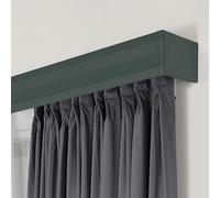 Sistema de puerta corredera con barra oculta para montaje en pared, 2,3 m, soporte de esquina de metal, color verde, ideal para decoración de sala de estar, solución que ahorra espacio
