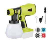 Sistema de pulverización de pintura a batería Ryobi 18 V, pistola eléctrica portátil con 4 boquillas (1/1,8/2,5/3 mm), 3 patrones y depósito de 1000 ml