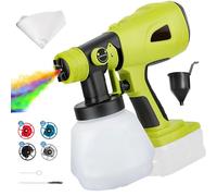 Sistema de pulverización recargable compatible con batería Ryobi de 18 V, pistola de pulverización de pintura eléctrica, pistola de pintura portátil con 4 boquillas, 3 patrones, contenedor de pintura