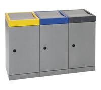 Sistema de recogida selectiva con puerta batiente capacidad 70 l, aluminio gris