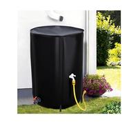 Sistema de recolección de agua de lluvia portátil de 50 litros, tanque de almacenamiento de agua plegable con filtro para colector de agua de lluvia al aire libre para jardín y césped (negro