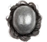 Sistema de reemplazo de cabello humano for hombre, peluca de 0,12 mm, unidad de cabello de poliuretano color piel #1B40, negro intenso + 40% gris, 8" x 10" Hair Pieces Replacement(6"x8")