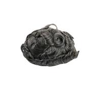 Sistema de reemplazo de cabello para hombres 15MM rizado transpirable reemplazo capilar hombres peluquín encaje suizo con PU Back Syntems prótesis postizo negro Peluquín para hombres(1B20#)