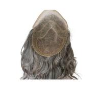 Sistema de reemplazo de cabello rizado for hombres, peluquín de 12 pulgadas de largo, mono fino de encaje, postizo for hombres(1B Mix 80Grey)