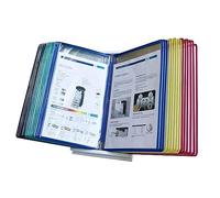 Sistema de referencia de mesa, organizador de referencia de montaje en pared, estante de exhibición de catálogos de PVC y metal, tamaño carta de 30 páginas, diseñado para oficina, taller, referencia