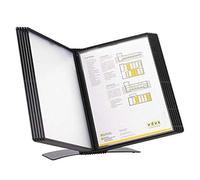 Sistema De Referencia Y Exhibición De Escritorio, Expositor De Catálogos, 10 Bolsillos De Polipropileno De Doble Cara, Tamaño Carta, Con Marco Negro