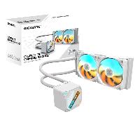 GIGABYTE Gaming 240 Ice Refrigeración Líquida para CPU - 2x120mm Ventiladores ARGB, Mecanismo de Enclavamiento Deslizante, Daisy-Chain, Compatible con Intel LGA 1851 y AMD AM5
