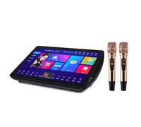 Sistema de reproductor de karaoke, pantalla táctil capacitiva de 19,5 pulgadas, compatible con más de 20 idiomas, máquina de karaoke, con micrófono inalámbrico, función de amplificador de potencia(Bla
