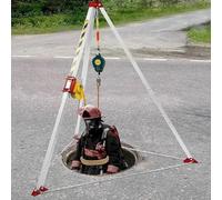 Sistema de rescate de trípode de protección contra caídas resistente para espacios reducidos, cinturón de seguridad de cabrestante de 1200 libras y cuerda de acero galvanizado, equipo de seguridad