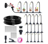 Sistema de riego Acesome 360° de sistema de riego de jardín, ahorro de agua, kit de riego de niebla, boquilla ajustable para jardín, césped, huerta, granja (15 m)