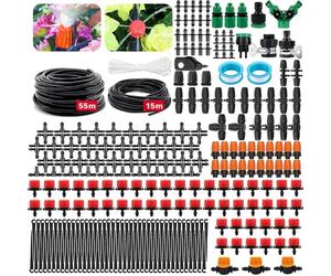 Sistema de Riego Automático,360 Piezas,55M+15M Kit Riego por Goteo,Riego por Goteo Huerto, Riego por Goteo Huerto,Adecuado para Prados, Jardines, Huertos Sistema de Riego Automático para Césped