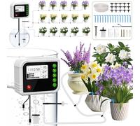 Sistema de Riego Automático Interior,Sistema de riego por goteo Sistema de riego automático para 15 plantas en maceta Kit de riego automático con pantalla LCD para flores terrazas plantas en maceta