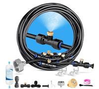 Sistema de riego automático para jardines, sistema de enfriamiento por nebulización con boquillas de latón y filtro de agua (8M)