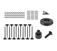 Sistema de riego de jardín, sistema de riego por goteo, kit ajustable de 360 ° con manguera de 49 pies y 15 boquillas, para plantas de césped de patio de invernadero, kit de por goteo
