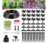 Sistema de Riego Jardín, 56PCS Sistema de Riego por Goteo, 15M Manguera Riego Goteo, 360° Kit Riego por Goteo Automatico, con Boquilla de Chorro Cruzado, para Jardin Invernadero Césped Huerto