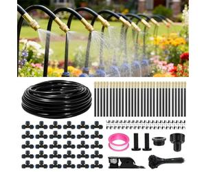 Sistema de Riego Jardín Automático, Kit Riego por Goteo, 30M Micro Riego Sistema con Ajustable Boquilla, 360° Pulverizador y Gotero para Jardin Invernadero Césped Patio Terraza Paisaje Huerto