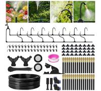 Sistema de riego por goteo ajustable de 360°, sistema de riego de jardín de 200 pies con 32 boquillas, sistema de riego de jardín, accesorios de invernadero, sistema de atomización para patio, césped