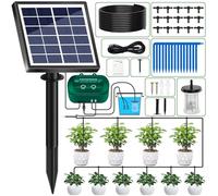 Sistema de Riego Por Goteo Automático Solar, Kit Riego por Goteo Solar con 15 Micro Cabezales de Goteo, Riego por Goteo Automatico para Vacaciones Terrazas de Balcones Invernaderos Macetas Plantas