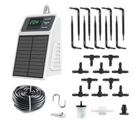 Sistema de riego por goteo automático solar, sistema de riego automático con temporizador, manguera de 10 m, kit de riego automático alimentado por energía solar para accesorios de invernadero para