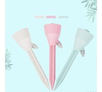 Sistema de riego por goteo para plantas con válvulas ajustables y goteros automáticos.