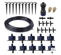 Sistema de riego por goteo Profesional. 56 Piezas. Para jardineras, macetas y huertos pequeños. Incluye 10 metros de micro-tubo, goteros, piquetas y conectores. Segura Garden