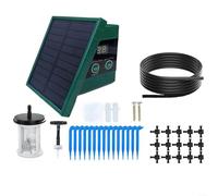 Sistema de riego por goteo solar automatizado con temporizador para una entrega constante de humedad, adecuado para plantas en macetas al aire libre y huertos