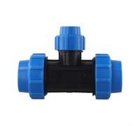 Sistema de riego PP tornillo abrazadera conector 90° Reductor Tee para tubería PE agua potable y jardín, azul/negro, varios tamaños, clasificación de presión de 16 bar (40 mm x 25 mm x 40 mm)