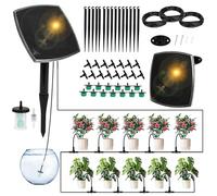 Sistema de Riego Solar, 15M Manguera Riego Kit Riego por Goteo Solar con 15 Micro Cabezales de Gote con 9 Programas de Riego 12 Modos de Temporizador al Aire Libre