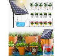 Sistema de riego solar para balcón, kit de riego por goteo de 15 m, riego solar automático de plantas de 2,5 W para jardín, bancal elevado,