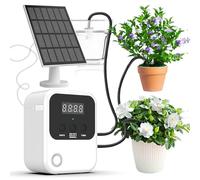 Sistema de Riego Solar para Jardín Alouweekuky, Kit Riego por Goteo Solar con 15 Micro Cabezales de Goteo, Riego por Goteo Automatico para Vacaciones Terrazas de Balcones Invernaderos Macetas Plantas