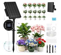 Sistema de Riego Solar para Jardín para 20 Macetas, Riego Automático Exterior con Manguera 15M, Riego Solar para Balcón, Jardín e Invernadero