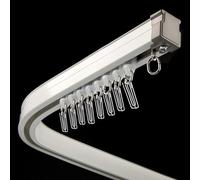 Sistema de riel curvado para cortinas de techo/pared, barra divisora de pared blanca de 150 cm, ideal para divisores de habitaciones, soluciones elegantes y flexibles para tratamiento de ventanas