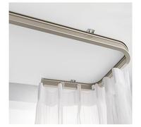 Sistema de riel curvado para cortinas de techo, riel flexible de 5 pies para ventanas en forma de Z/U/S, montaje en pared o techo, color champán, ideal para cortinas personalizadas