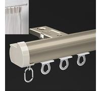 Sistema de riel de aluminio champán para cortinas de techo de 1,4 m, barra deslizante para cortinas de lujo pesadas, perfecto para decoración del hogar y elegantes tratamientos de ventana