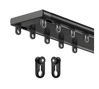 Sistema de riel de aluminio de 1,9 m / 6.2ft, color negro, 2 capas, para divisor de habitaciones, longitud ajustable de 1 m a 5 m, perfecto para decoración del hogar y espacio